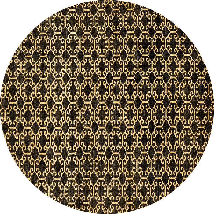 Round Abstract Brown Modern Rug, abs372brn