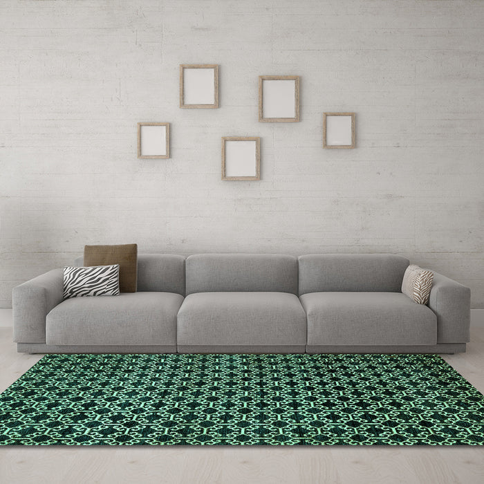 Machine Washable Abstract Turquoise Modern Area Rugs in a Living Room,, wshabs372turq