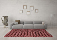 Machine Washable Abstract Red Modern Rug, wshabs372red