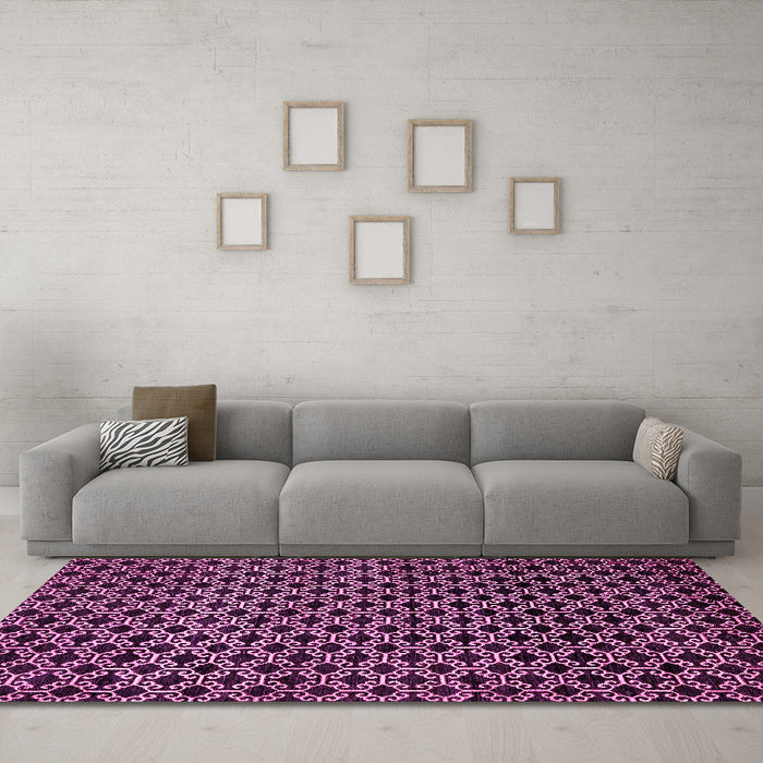 Machine Washable Abstract Pink Modern Rug in a Living Room, wshabs372pnk