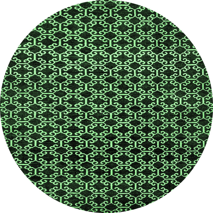 Round Abstract Emerald Green Modern Rug, abs372emgrn