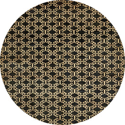 Round Abstract Copper Green Modern Rug, abs372