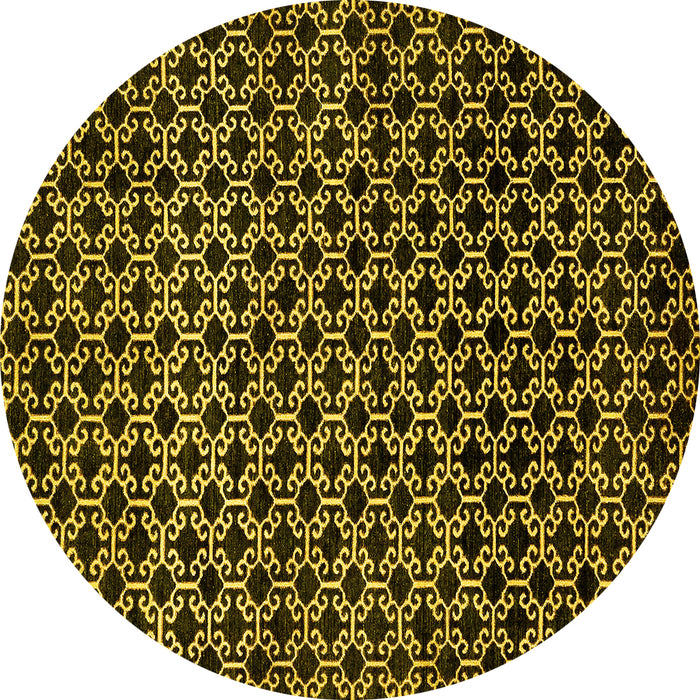 Round Machine Washable Abstract Yellow Modern Rug, wshabs372yw