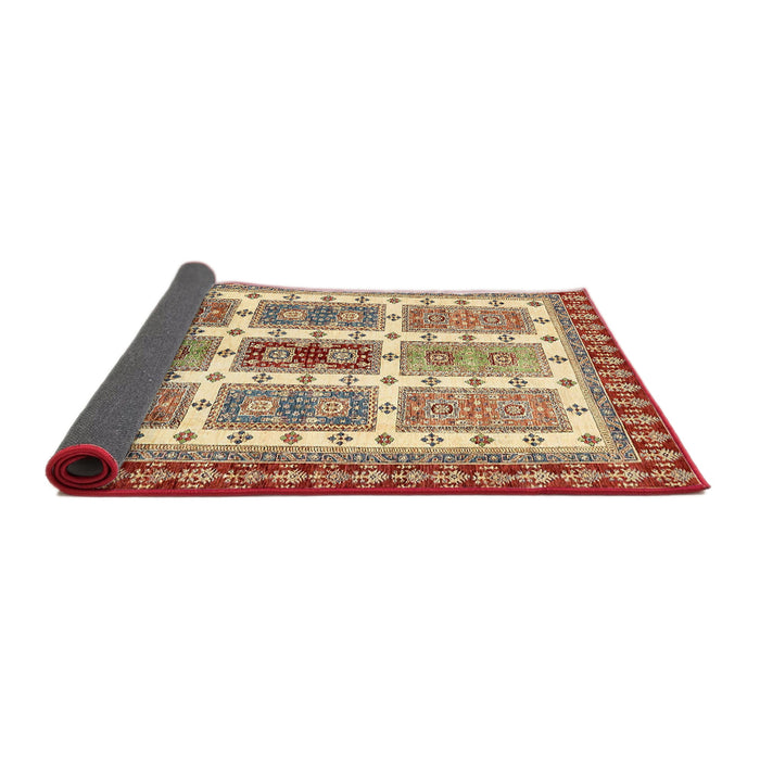 Sideview of Abstract Fire Brick Red Modern Rug, abs373
