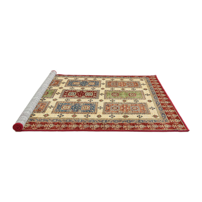 Sideview of Machine Washable Abstract Fire Brick Red Rug, wshabs373