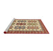 Sideview of Machine Washable Abstract Fire Brick Red Rug, wshabs373