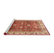 Sideview of Machine Washable Abstract Red Rug, wshabs3730