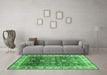 Machine Washable Abstract Emerald Green Modern Area Rugs in a Living Room,, wshabs3730emgrn