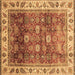 Square Abstract Brown Modern Rug, abs3730brn