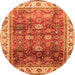 Round Abstract Orange Modern Rug, abs3730org