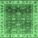 Square Machine Washable Abstract Emerald Green Modern Area Rugs, wshabs3730emgrn