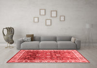 Machine Washable Abstract Red Modern Rug, wshabs3730red