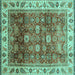 Square Abstract Turquoise Modern Rug, abs3730turq