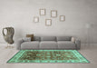 Machine Washable Abstract Turquoise Modern Area Rugs in a Living Room,, wshabs3730turq