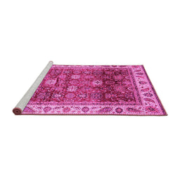 Sideview of Machine Washable Abstract Pink Modern Rug, wshabs3730pnk