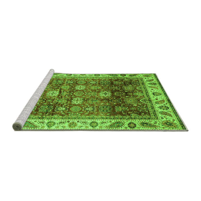 Sideview of Machine Washable Abstract Green Modern Area Rugs, wshabs3730grn