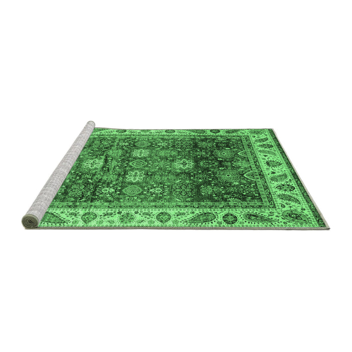 Sideview of Machine Washable Abstract Emerald Green Modern Area Rugs, wshabs3730emgrn