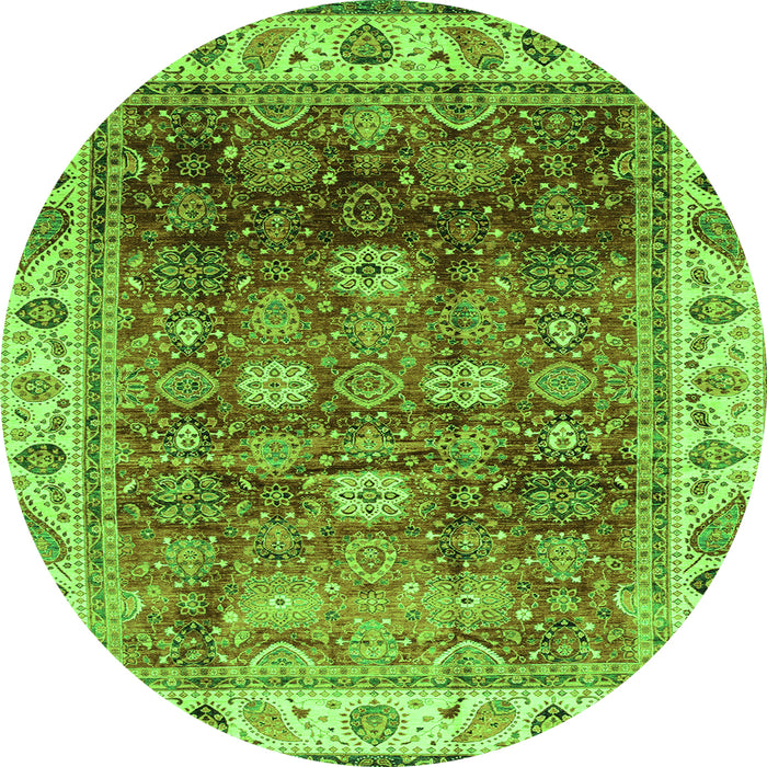 Round Abstract Green Modern Rug, abs3730grn