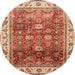 Round Machine Washable Abstract Red Rug, wshabs3730