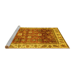 Sideview of Machine Washable Abstract Yellow Modern Rug, wshabs3730yw