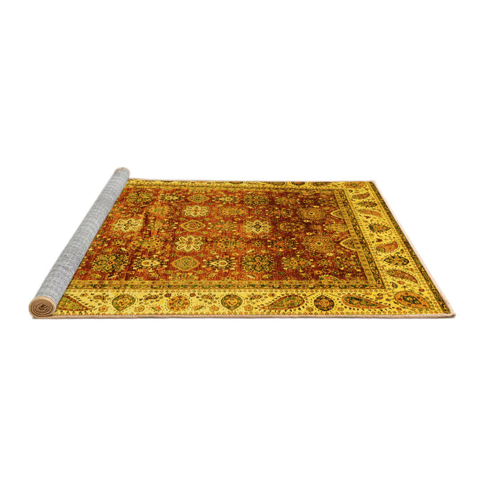 Sideview of Machine Washable Abstract Yellow Modern Rug, wshabs3730yw