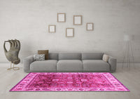 Machine Washable Abstract Pink Modern Rug, wshabs3730pnk