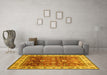 Machine Washable Abstract Yellow Modern Rug in a Living Room, wshabs3730yw