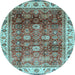 Round Machine Washable Abstract Light Blue Modern Rug, wshabs3730lblu