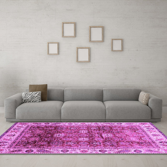 Machine Washable Abstract Purple Modern Area Rugs in a Living Room, wshabs3730pur