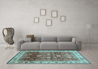 Machine Washable Abstract Light Blue Modern Rug, wshabs3730lblu