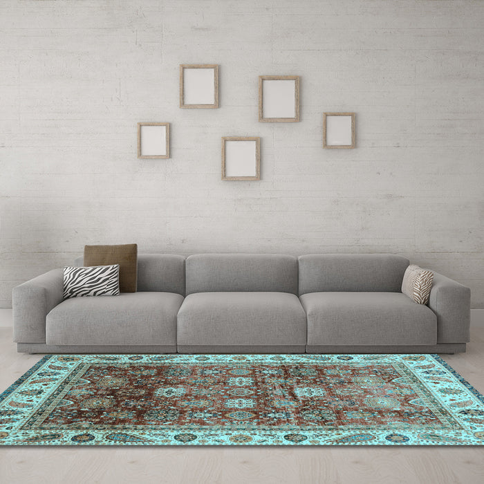 Machine Washable Abstract Light Blue Modern Rug in a Living Room, wshabs3730lblu