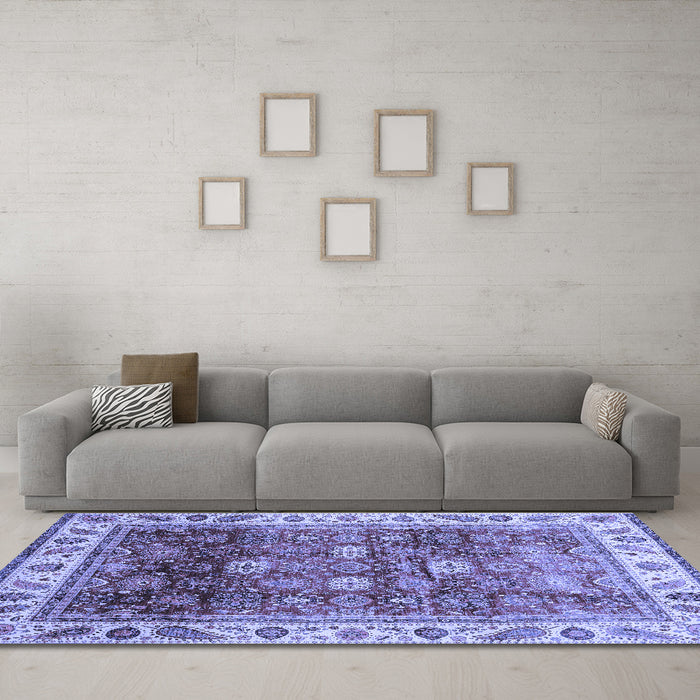 Machine Washable Abstract Blue Modern Rug in a Living Room, wshabs3730blu
