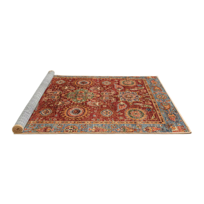 Sideview of Machine Washable Abstract Orange Brown Rug, wshabs3731
