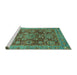 Sideview of Machine Washable Abstract Turquoise Modern Area Rugs, wshabs3731turq