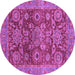 Round Machine Washable Abstract Purple Modern Area Rugs, wshabs3731pur