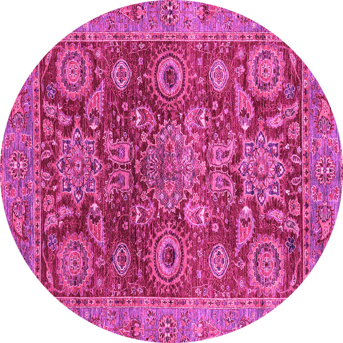 Round Machine Washable Abstract Pink Modern Rug, wshabs3731pnk