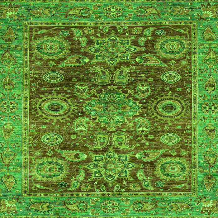 Square Machine Washable Abstract Green Modern Area Rugs, wshabs3731grn