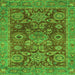 Square Machine Washable Abstract Green Modern Area Rugs, wshabs3731grn