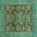 Square Abstract Turquoise Modern Rug, abs3731turq