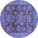 Round Machine Washable Abstract Blue Modern Rug, wshabs3731blu