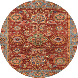 Round Abstract Orange Brown Modern Rug, abs3731