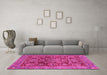 Machine Washable Abstract Pink Modern Rug in a Living Room, wshabs3731pnk