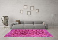 Machine Washable Abstract Pink Modern Rug, wshabs3731pnk