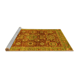 Sideview of Machine Washable Abstract Yellow Modern Rug, wshabs3731yw