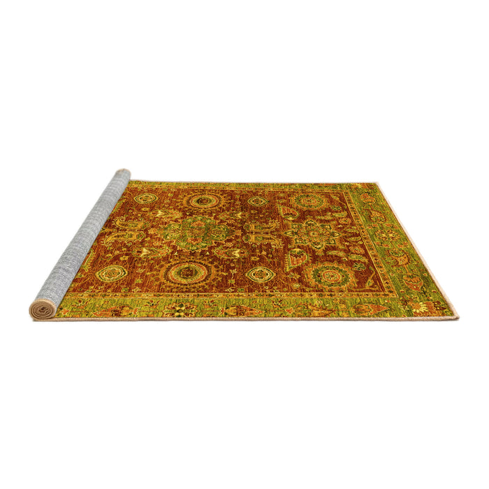 Sideview of Machine Washable Abstract Yellow Modern Rug, wshabs3731yw