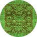 Round Abstract Green Modern Rug, abs3731grn