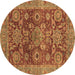 Round Abstract Brown Modern Rug, abs3731brn