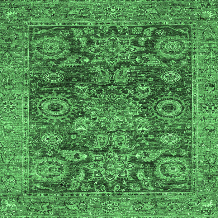 Square Machine Washable Abstract Emerald Green Modern Area Rugs, wshabs3731emgrn