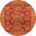 Round Abstract Orange Modern Rug, abs3731org