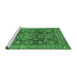 Sideview of Machine Washable Abstract Emerald Green Modern Area Rugs, wshabs3731emgrn